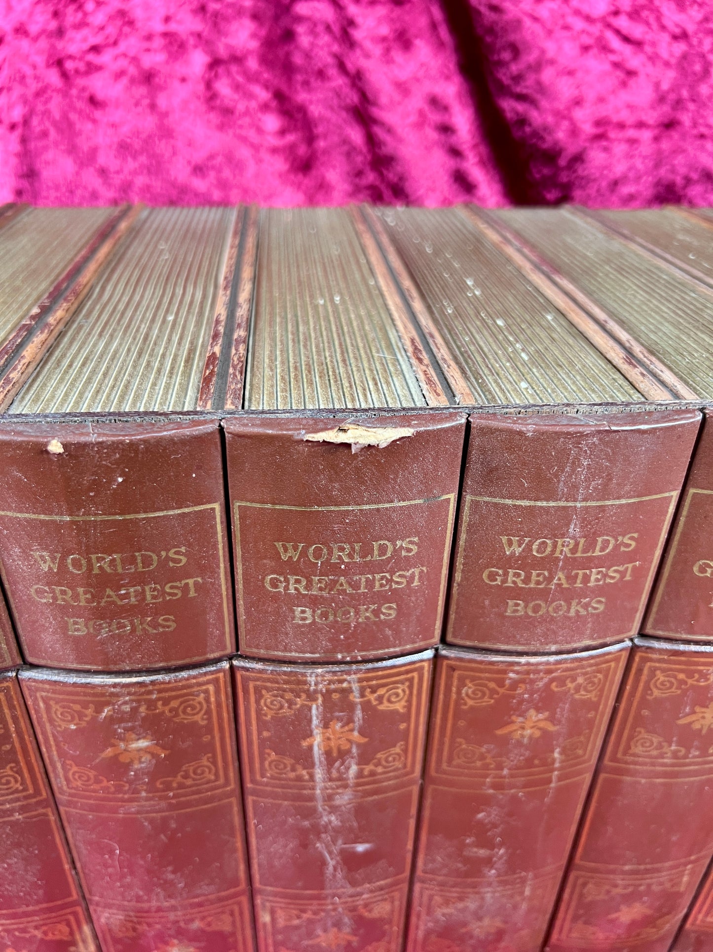 Vintage Barware - Mid Century Hidden Leather Bound Book Bar - World's Greatest Books - Japan