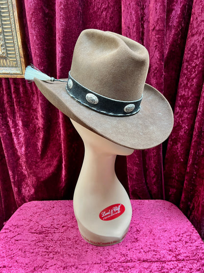 Vintage Brown Wool Cowboy Hat with Silver Conchos – Western Style - Stetson Junior