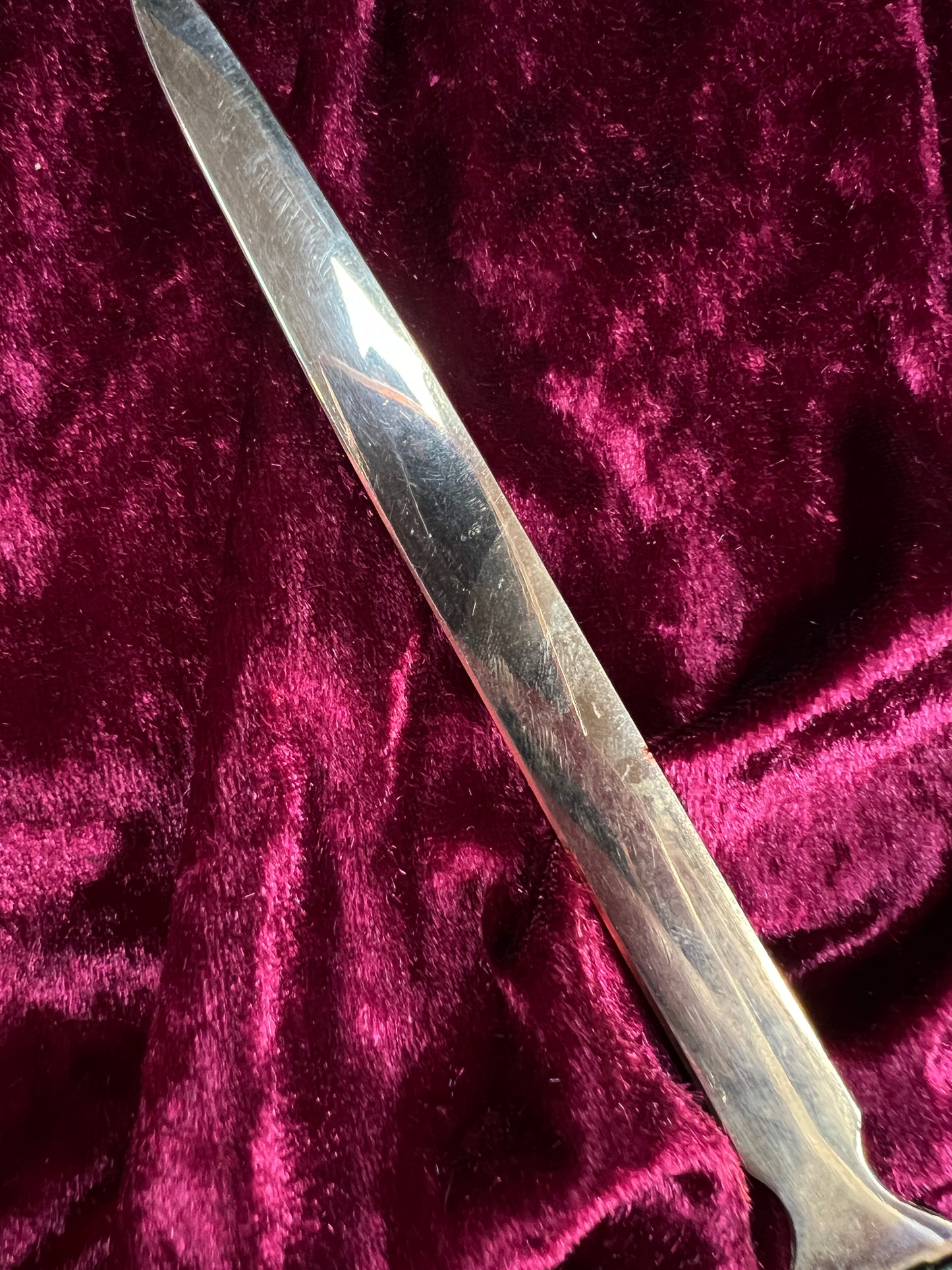 Vintage Brass Letter Opener - Art Deco Green Geometric Handle