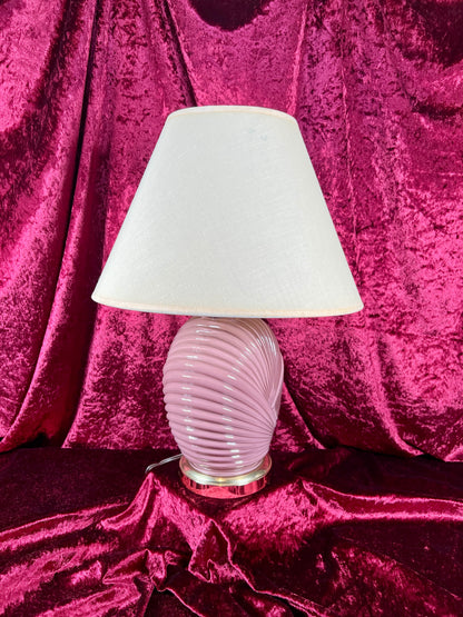 Vintage Lighting - Tabletop Lamp - 1980s Art Deco Revival - Mauve Shell