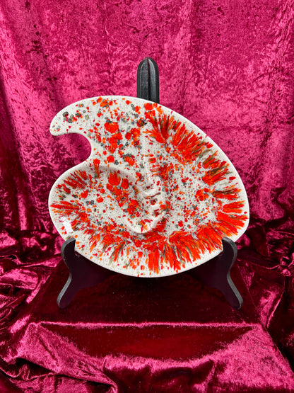 Vintage Ashtray - Sculptural Ceramic Drip Glaze - Mid Century Modern Orange - Large