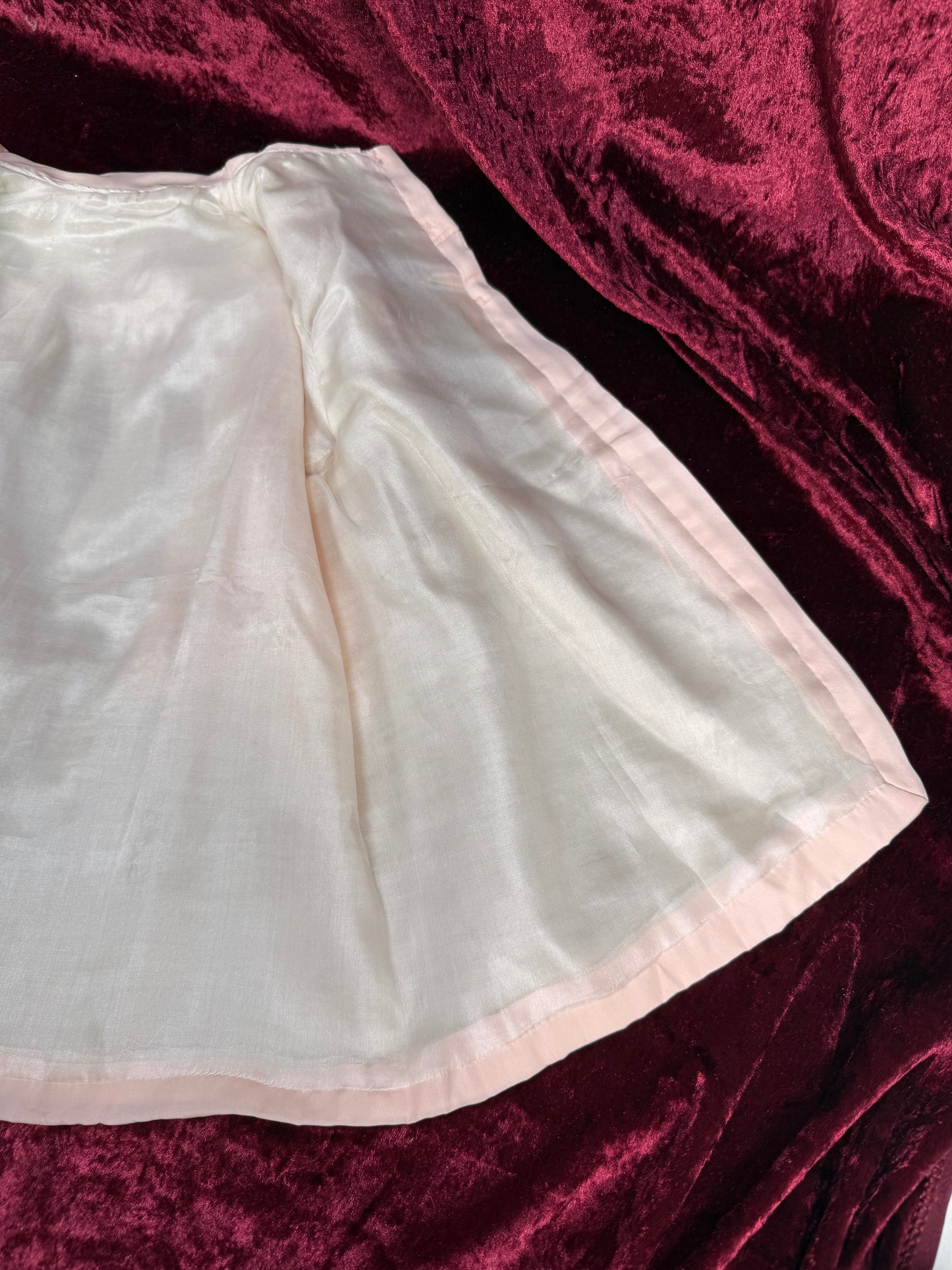 Vintage Silk Baby Capelet – Blush Pink Embroidered Lined Infant Coat