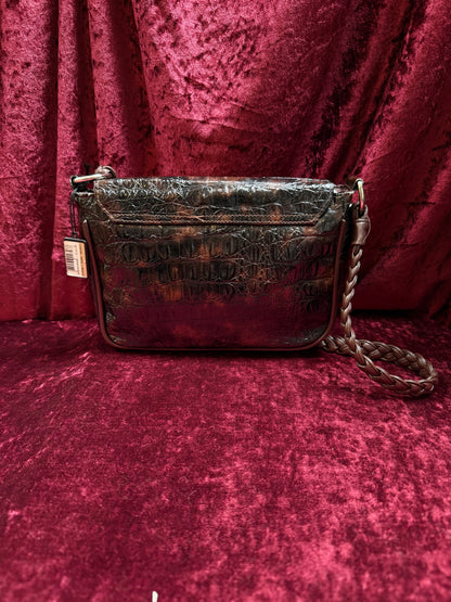 Vintage Accessories - y2k Brown Mock Crock Shoulder Purse - Bijoux Terner