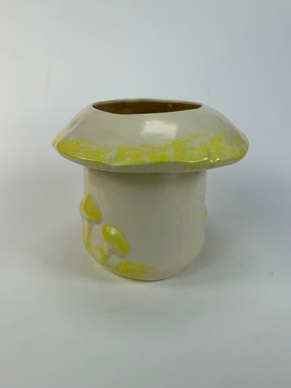 Vintage Planter - Arnel's Style Yellow and White 3D Mushrooms