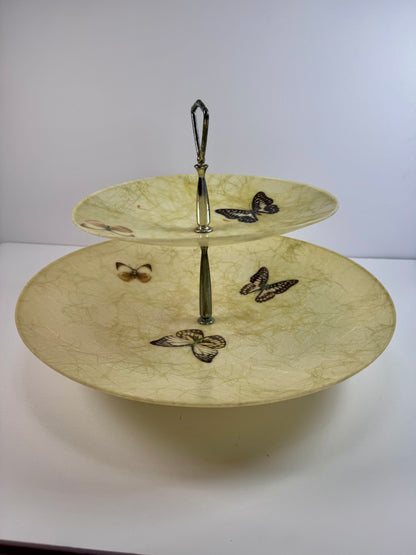 Vintage Kitchen - Butterfly Spaghetti Fiberglass 2-Tier Serving Tray - 1960s