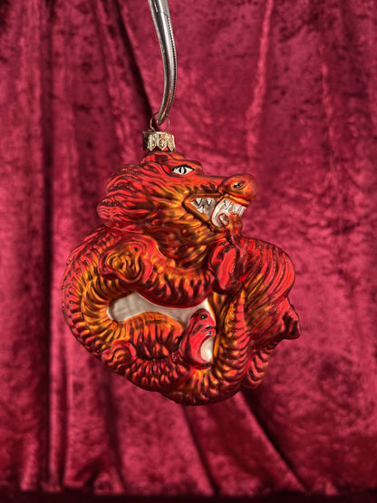 Vintage Christmas - Handblown Glass Ornament - Red Dragon - 2001 - Christmas World