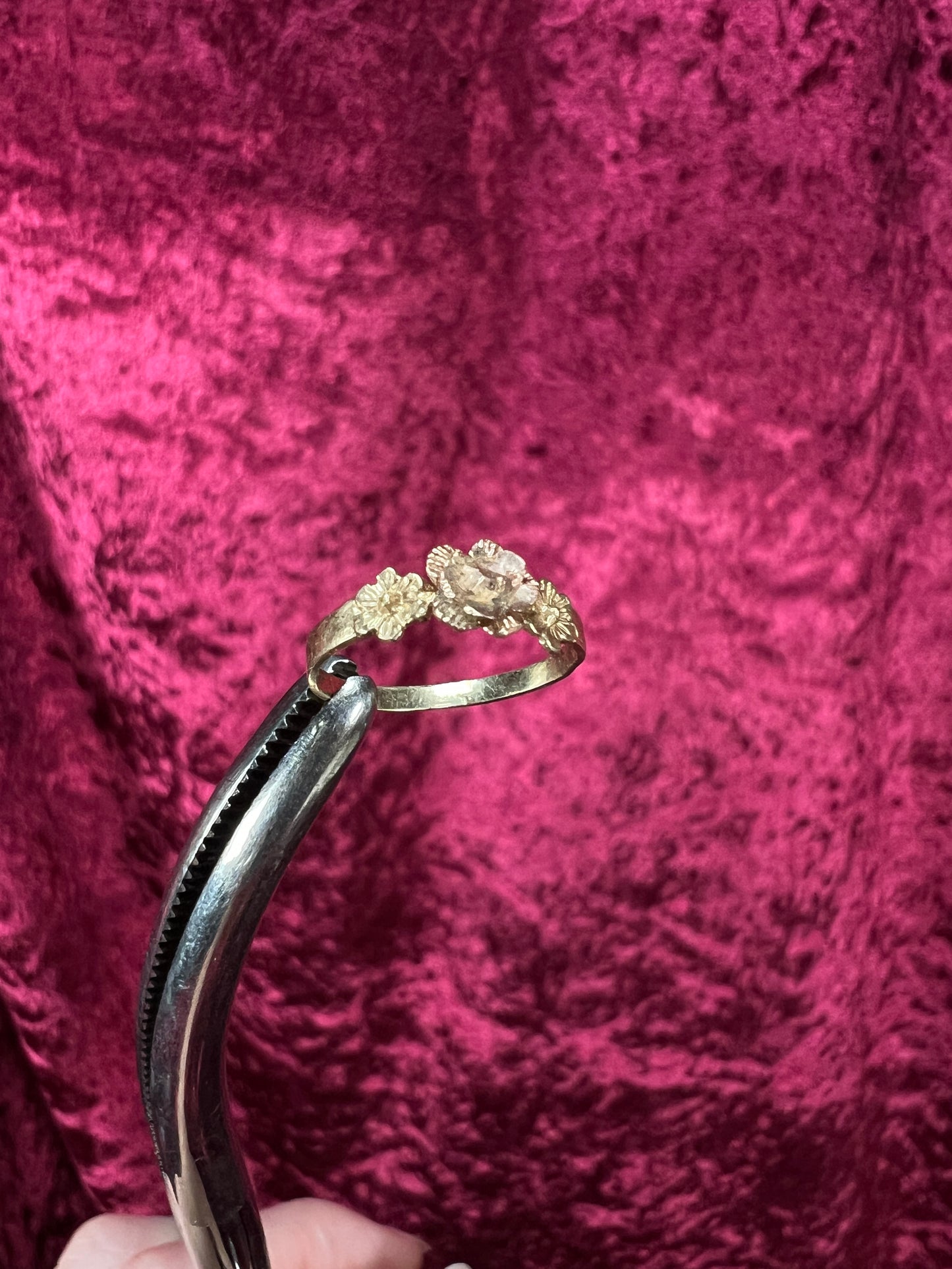 Vintage 10K Yellow Gold Ring - Rose Gold Rosette Center - Size 3
