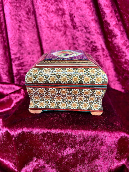Vintage Vanity - Jewelry Box - Persian Khatam Blue Bird