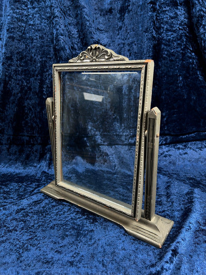 Antique Art Deco Tabletop Picture Frame – Silver Tone Ornate Tilt Design