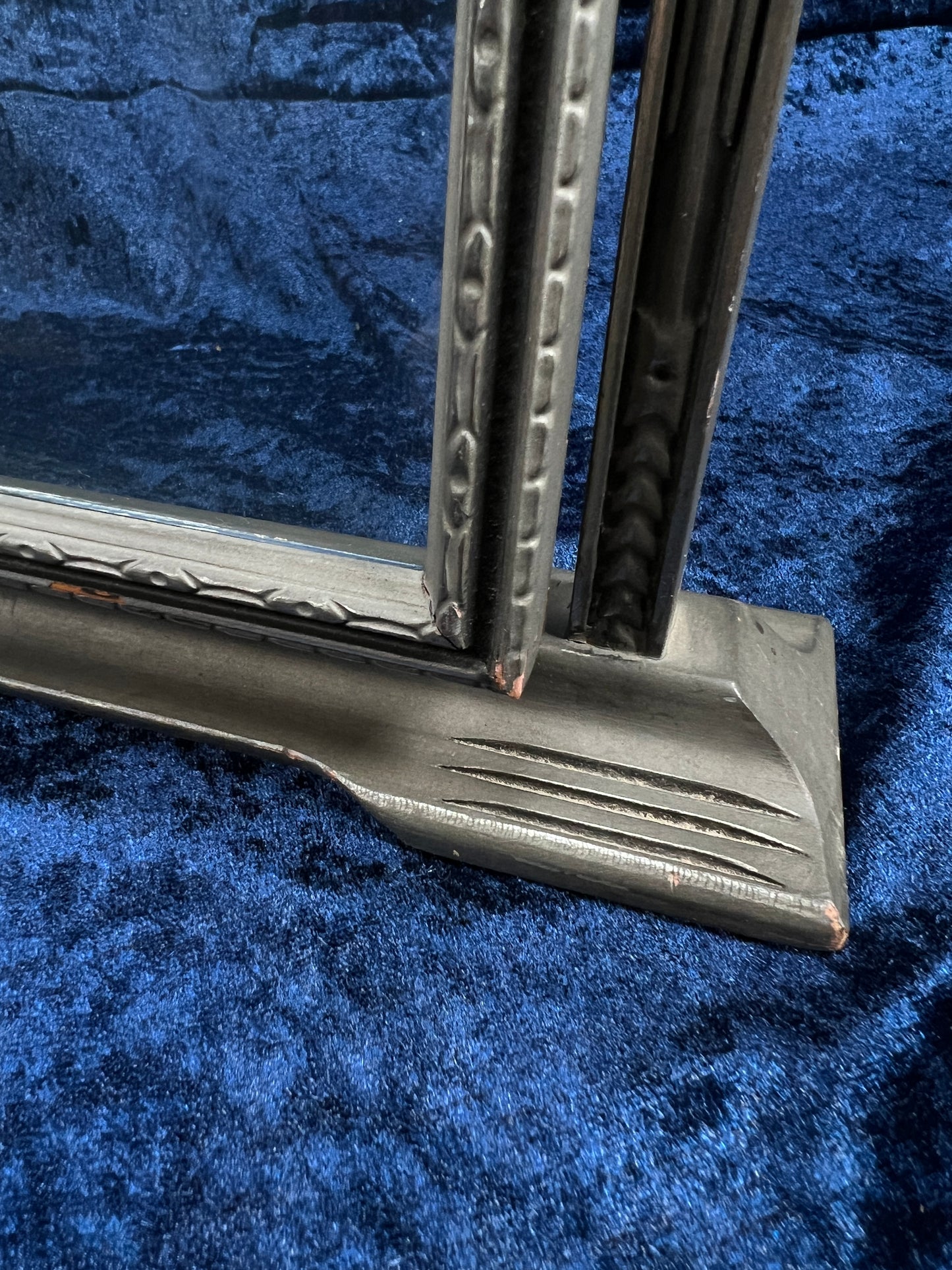 Antique Art Deco Tabletop Picture Frame – Silver Tone Ornate Tilt Design