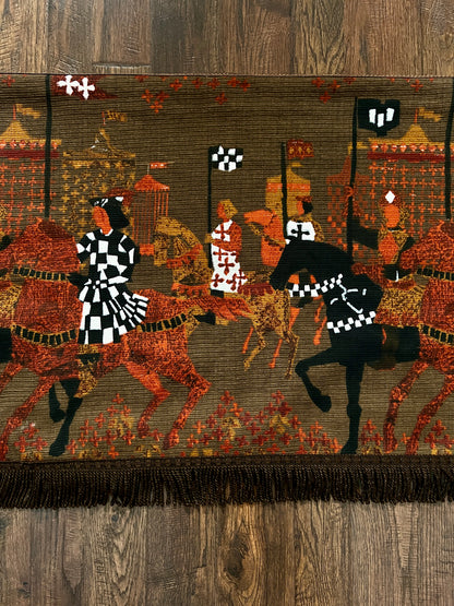 Vintage Woven Medieval Tapestry Wall Hanging - Atournament Tibor Reich Fringe Textile