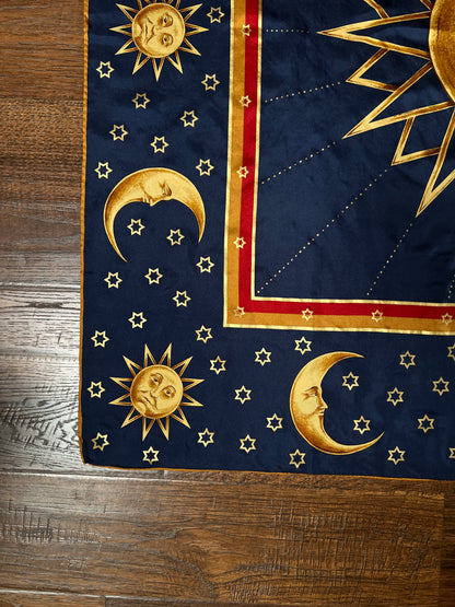 Vintage Winterthur 100% Silk Scarf - Celestial Sun Moon Whimsigoth Print