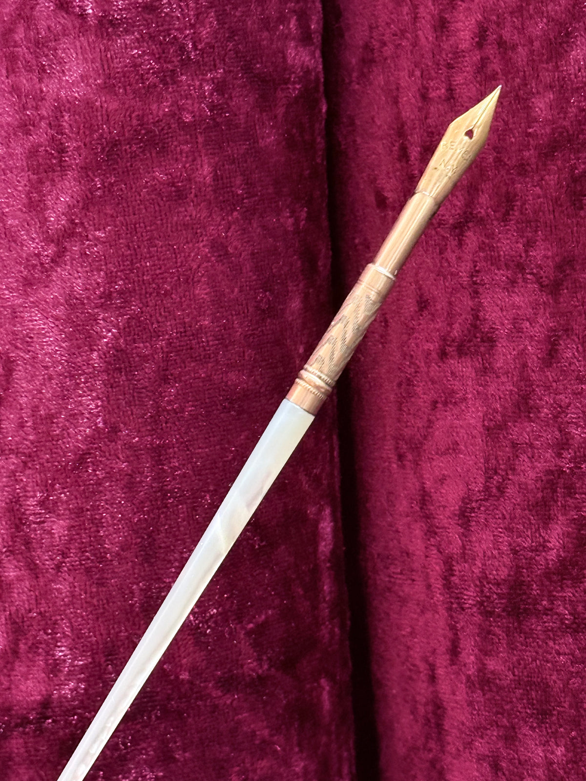 Antique Mother of Pearl Dip Pen – Remex N.Y. Nib Ornate Metal Holder