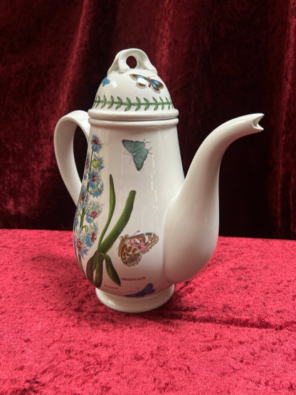 Vintage Ceramic Coffee Pot - Botanic Garden Hyacinth Butterfly Portmeirion