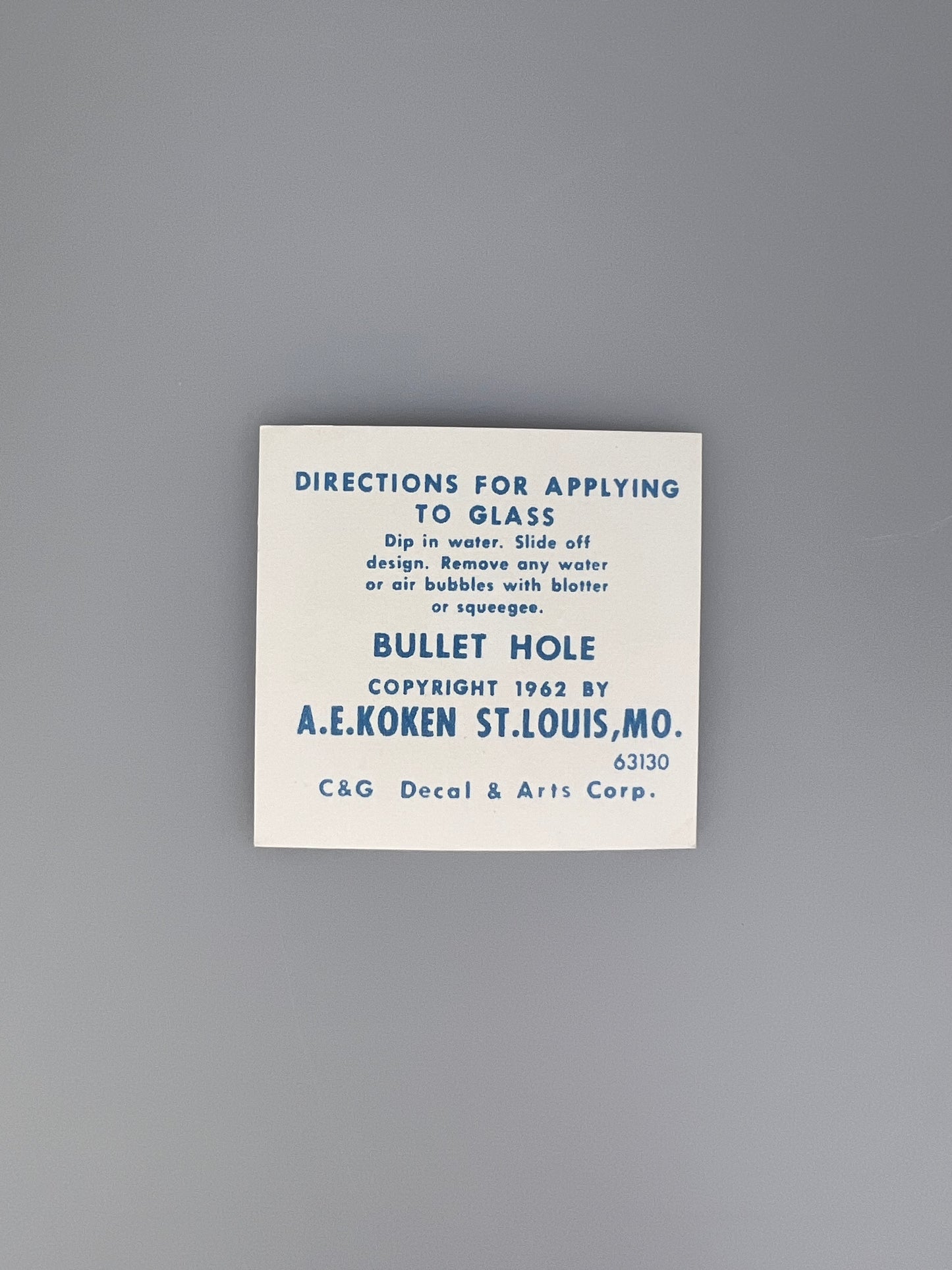 Vintage 1962 Fraser Bullet Hole Water Transfer Decal