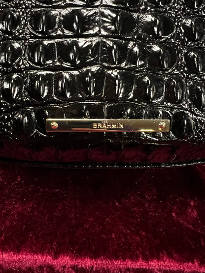Vintage Brahmin Black Melbourne Leather Hobo Bag - Croc Embossed Shoulder Purse