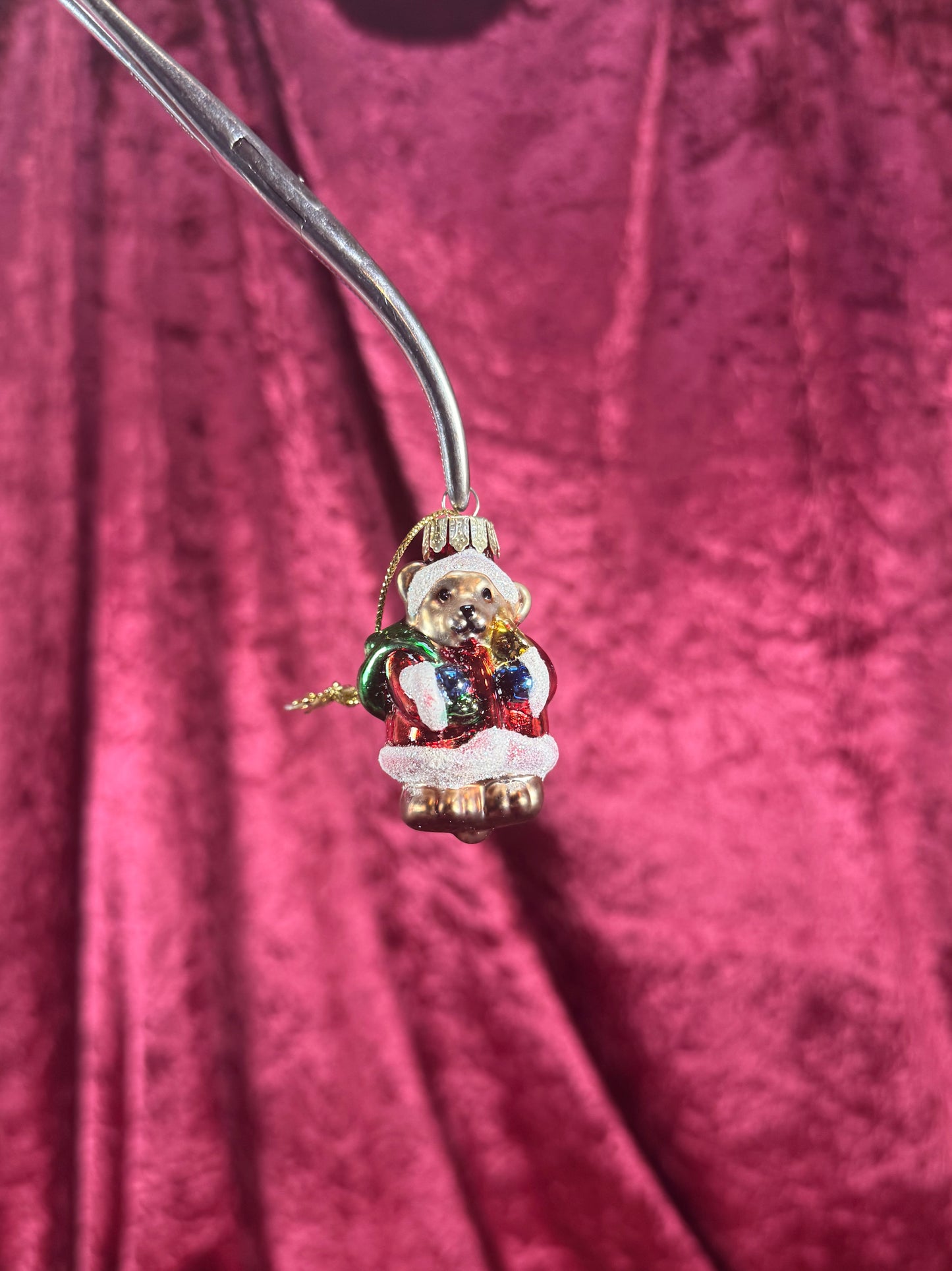 Vintage Christmas - Handblown Glass Ornament - Santa Claus Bear - 2"