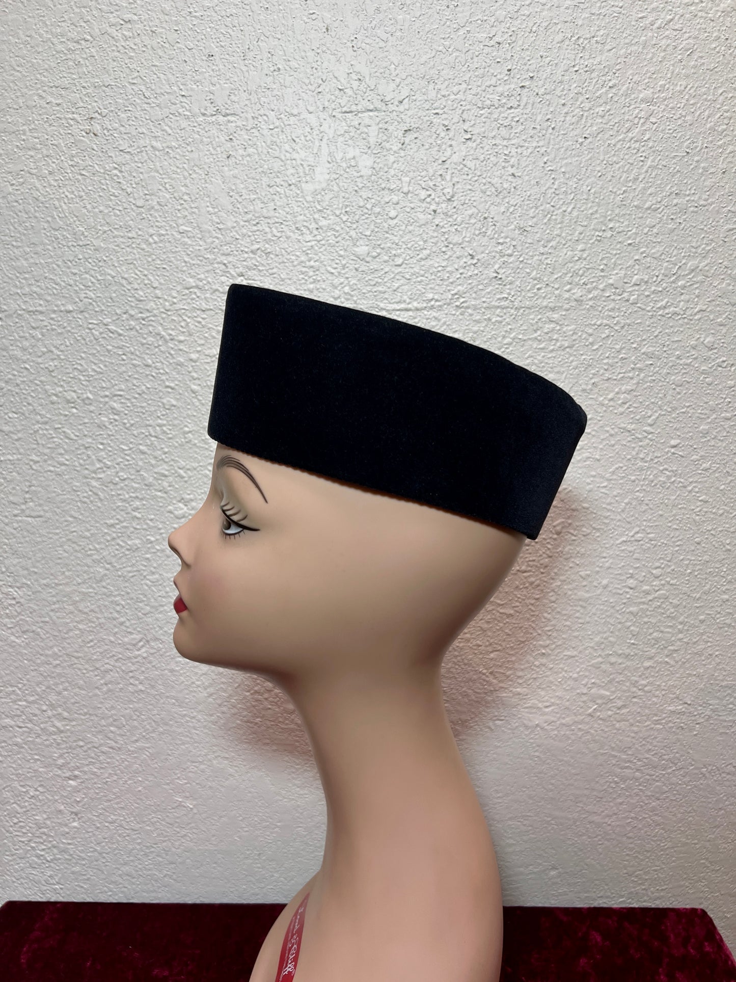 Vintage Accessories - Taqiyah / Kufi Hat - Black Short Pile Lyon Velvet - 22 1/2"