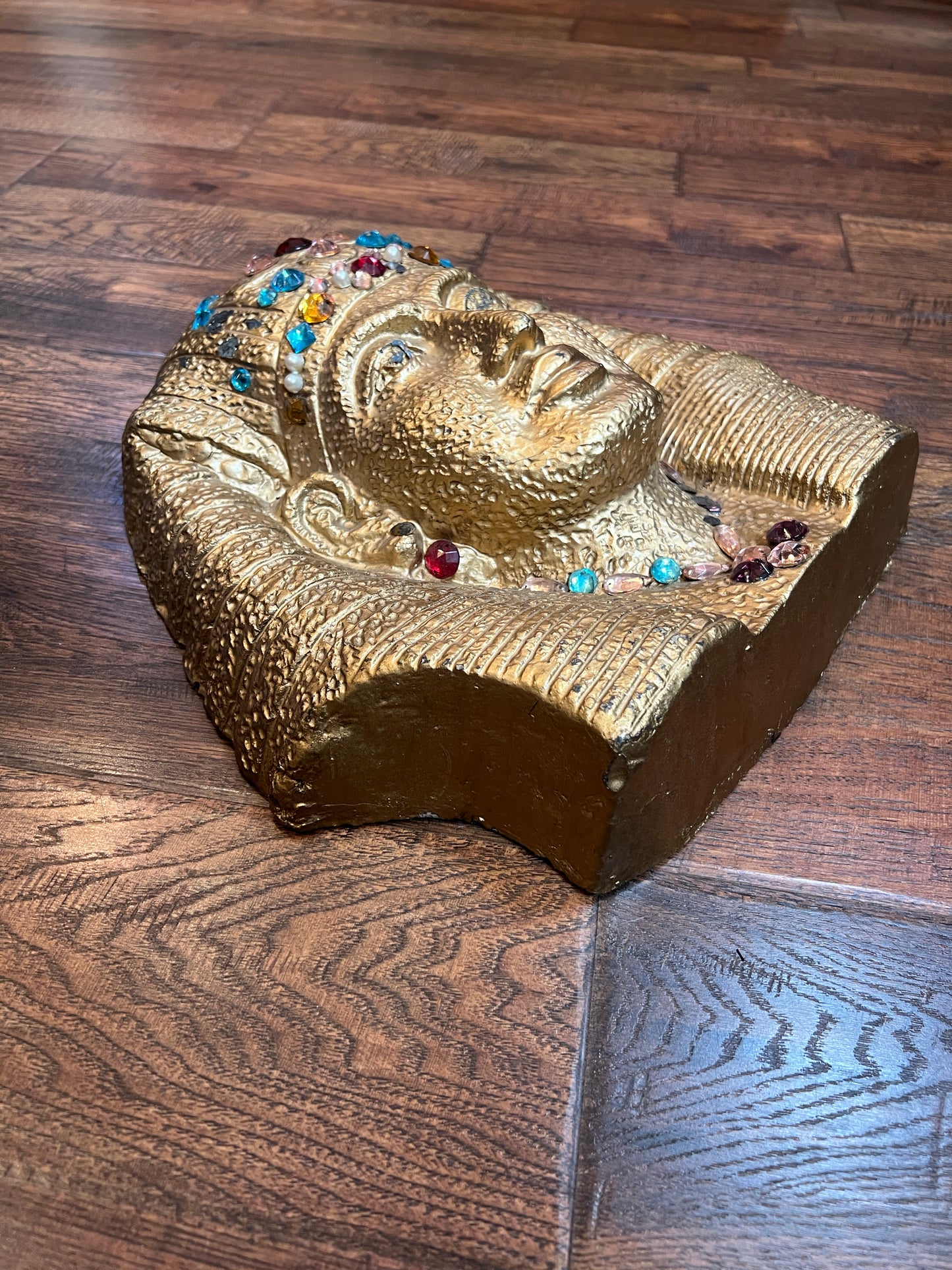 Vintage Home Decor - Ceramic Wall Mask - Bejeweled Bust of Tutankhamun