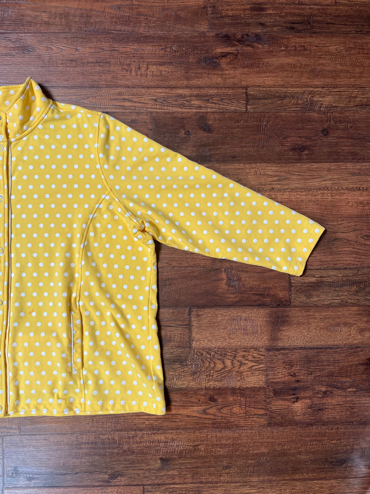 Vintage Clothing - Lightweight Jacket - Yellow with White Polka Dots - 3X-Large - Quacker Factory