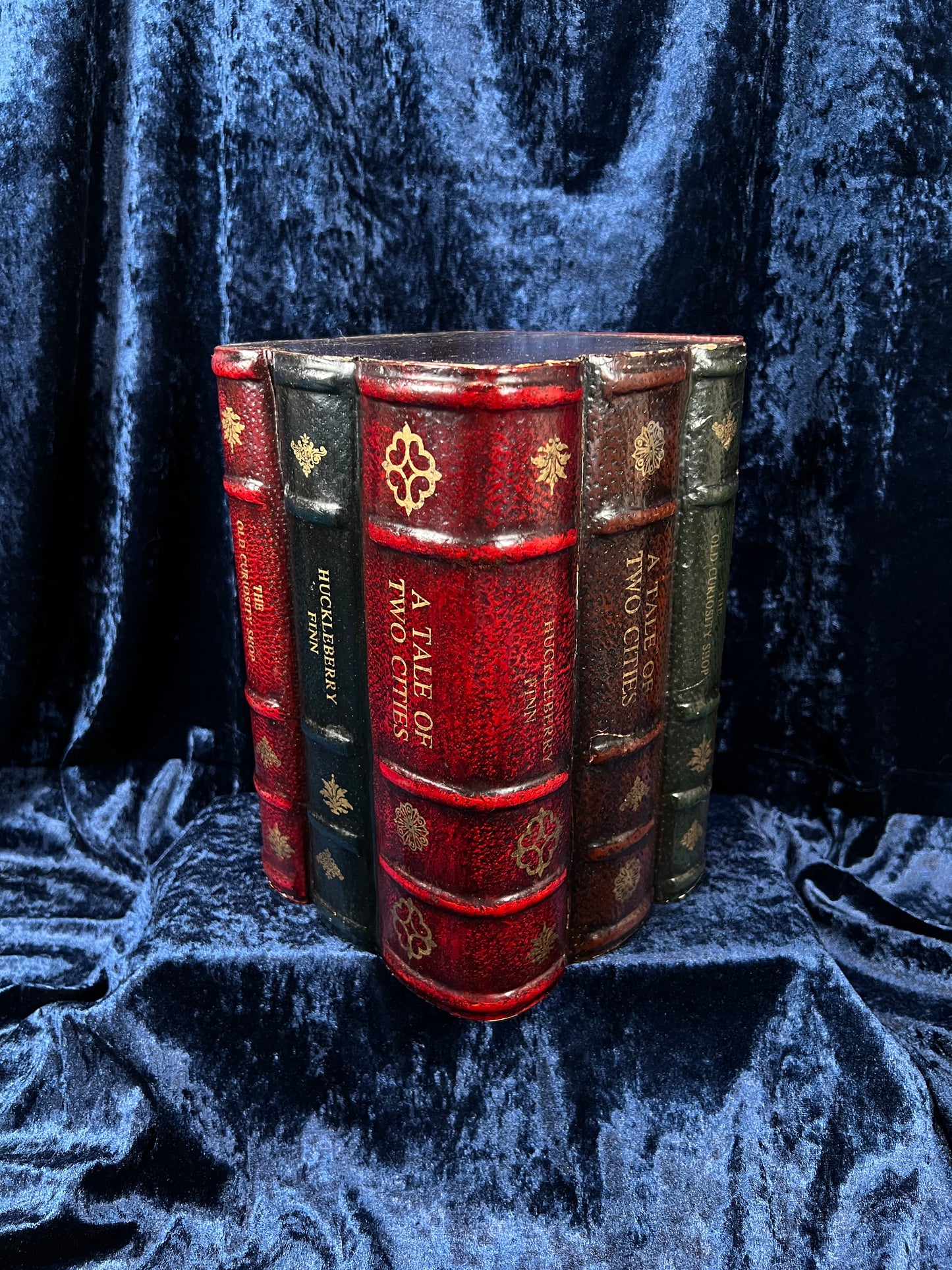 Vintage Faux Leather Book CD Storage Cabinet - Hidden Old Classics Library Blook Box