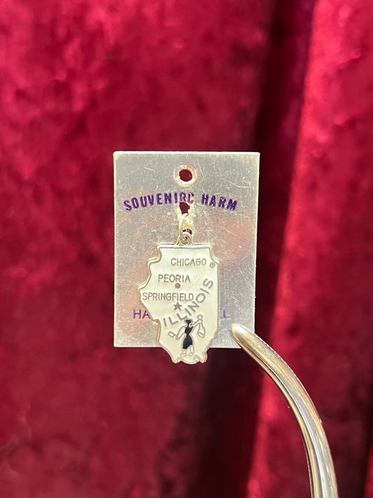 Vintage Jewelry - State Souvenir Pendant / Charm - Illinois - Cloisonné