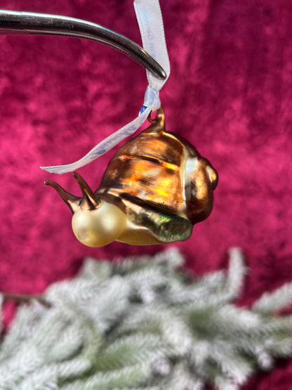 Vintage Christmas - Handblown Glass Ornament - Snail - Lauscha - Made In Germany