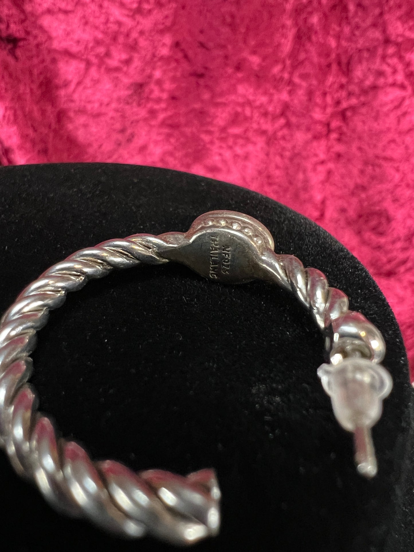 Vintage Style Sterling Silver Twisted Hoop Earrings – Cinderella Turquoise Cabochon