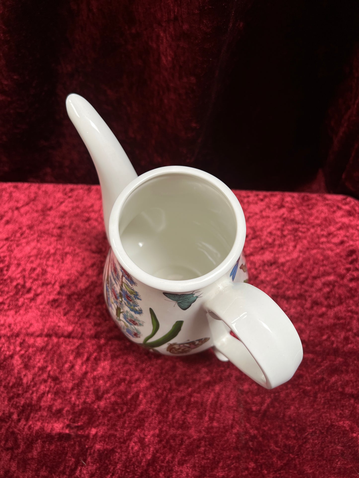 Vintage Ceramic Coffee Pot - Botanic Garden Hyacinth Butterfly Portmeirion