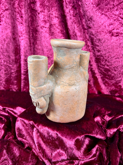 Vintage Oddities - Altar Candelabra - Red Clay Mayan / Aztec Deity Effigy