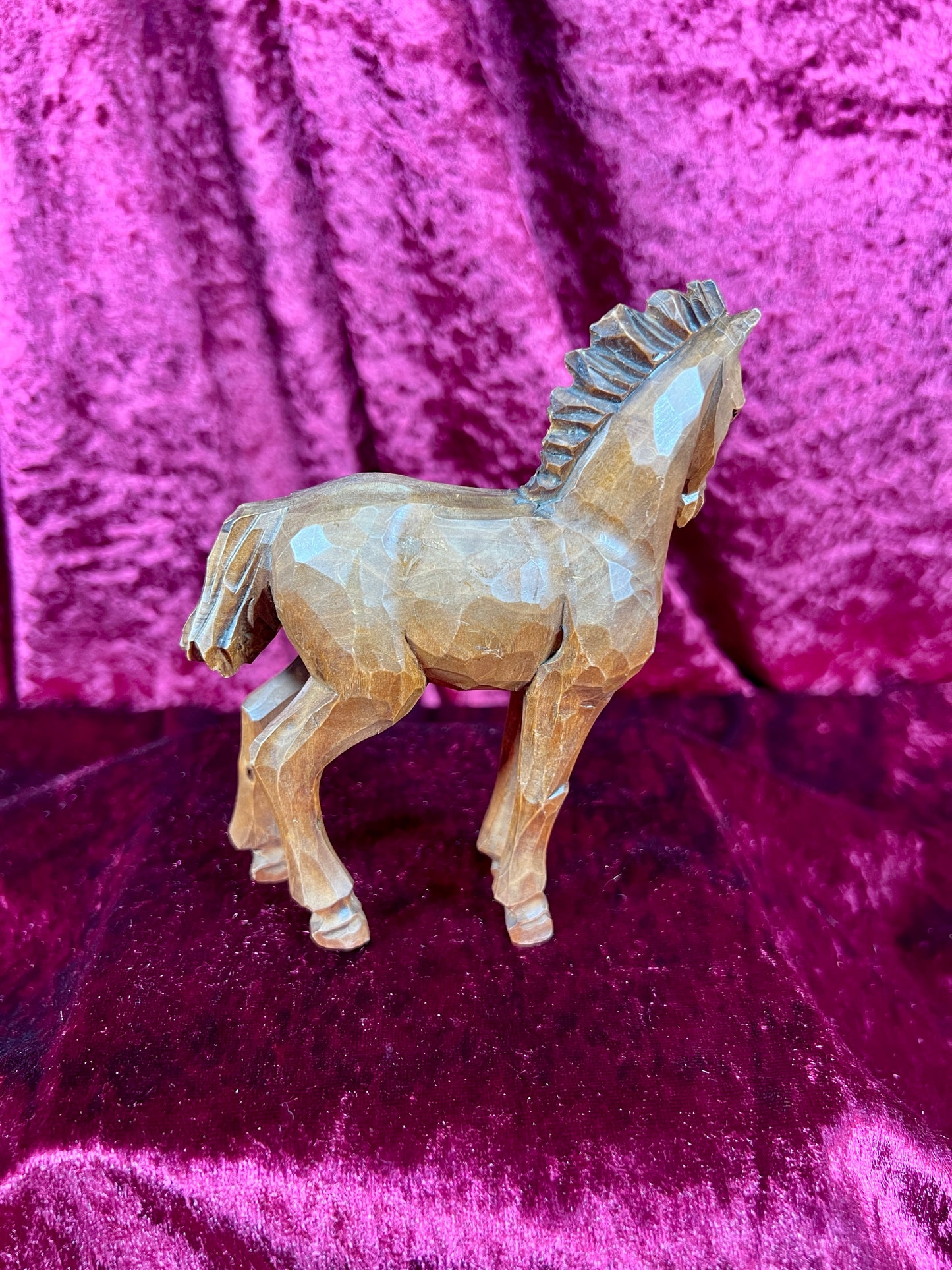 Vintage Figurine - Wood Carved Stallion - 5"