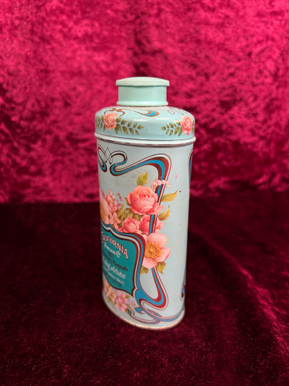 Vintage 1977 Avon Metal Talc Tin – California Perfume Co. Trailing Arbutus Floral Keepsake