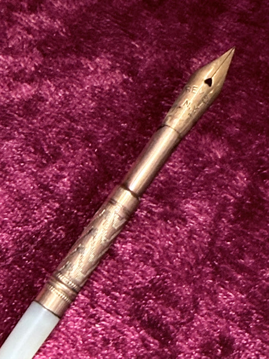 Antique Mother of Pearl Dip Pen – Remex N.Y. Nib Ornate Metal Holder