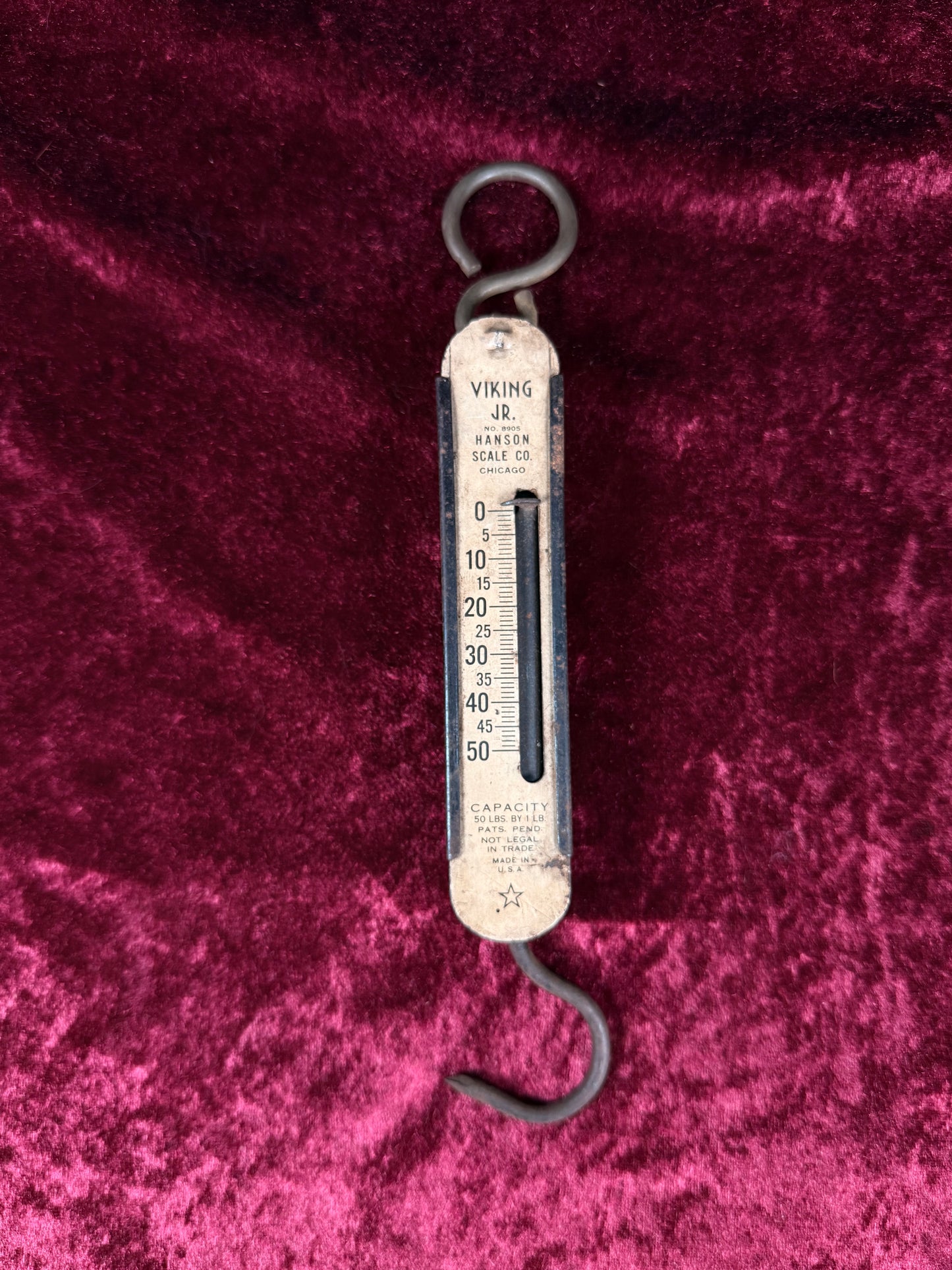 Vintage Metal Hanging Scale - Hanson Viking Jr 50 lb Spring Scale