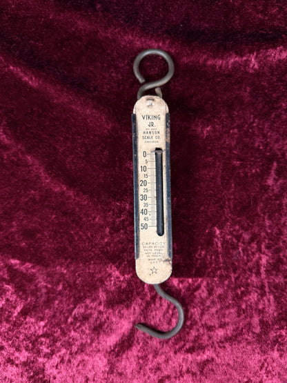 Vintage Metal Hanging Scale - Hanson Viking Jr 50 lb Spring Scale