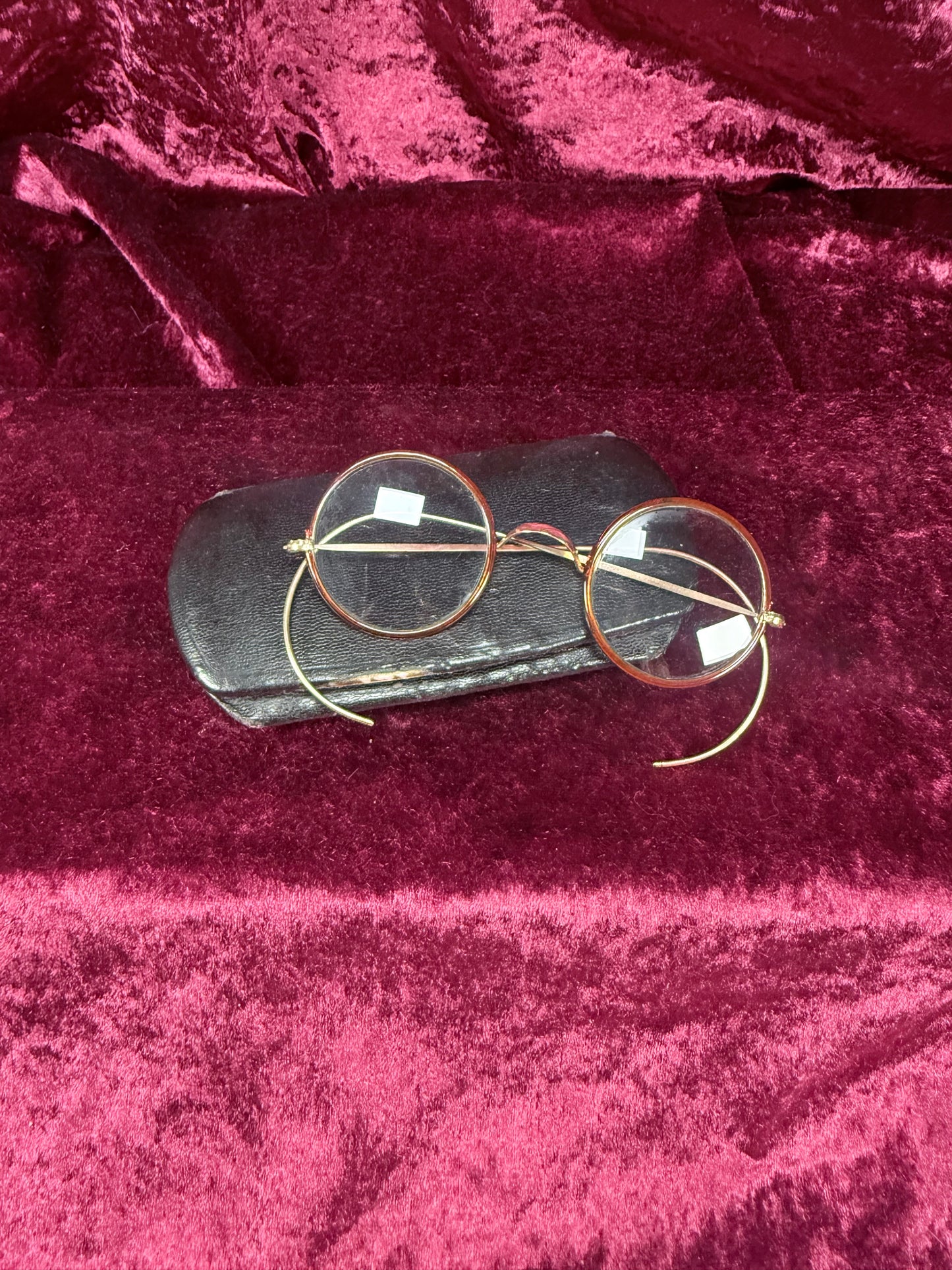 Antique Gold Filled Pince-Nez Eyeglasses – Rimless Spectacles with Chinn-Beretta San Francisco Case