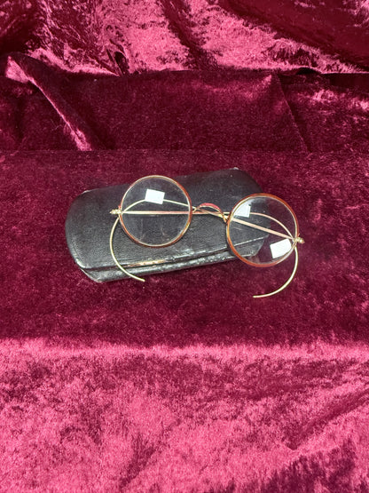 Antique Gold Filled Pince-Nez Eyeglasses – Rimless Spectacles with Chinn-Beretta San Francisco Case