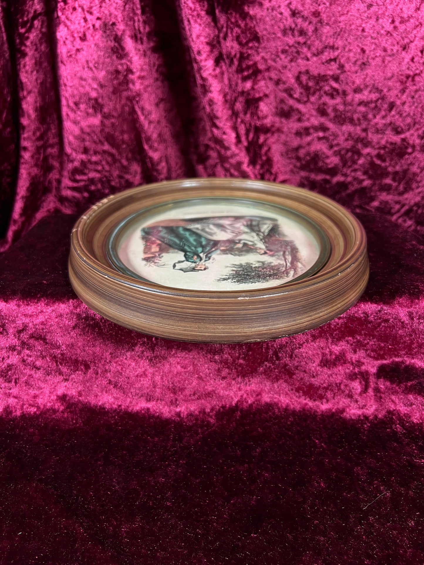 Vintage Oval Wood Framed Print - La Mode Illustrée Victorian Fashion Portrait