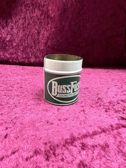 Vintage Bussmann Metal Fuse Wire Tin - 1 Amp Buss Fuses Advertising Can