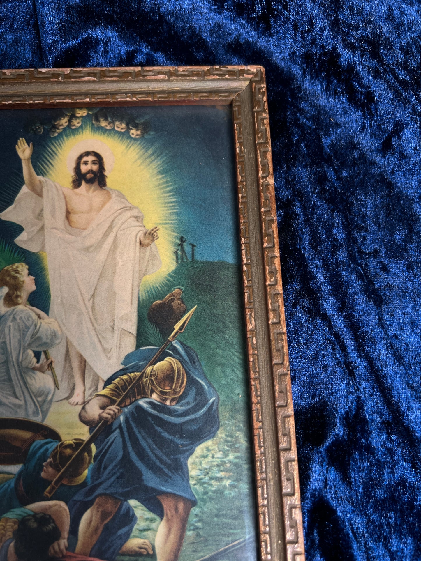 Vintage Religious Framed Print – Resurrection of Jesus Christ Lithograph