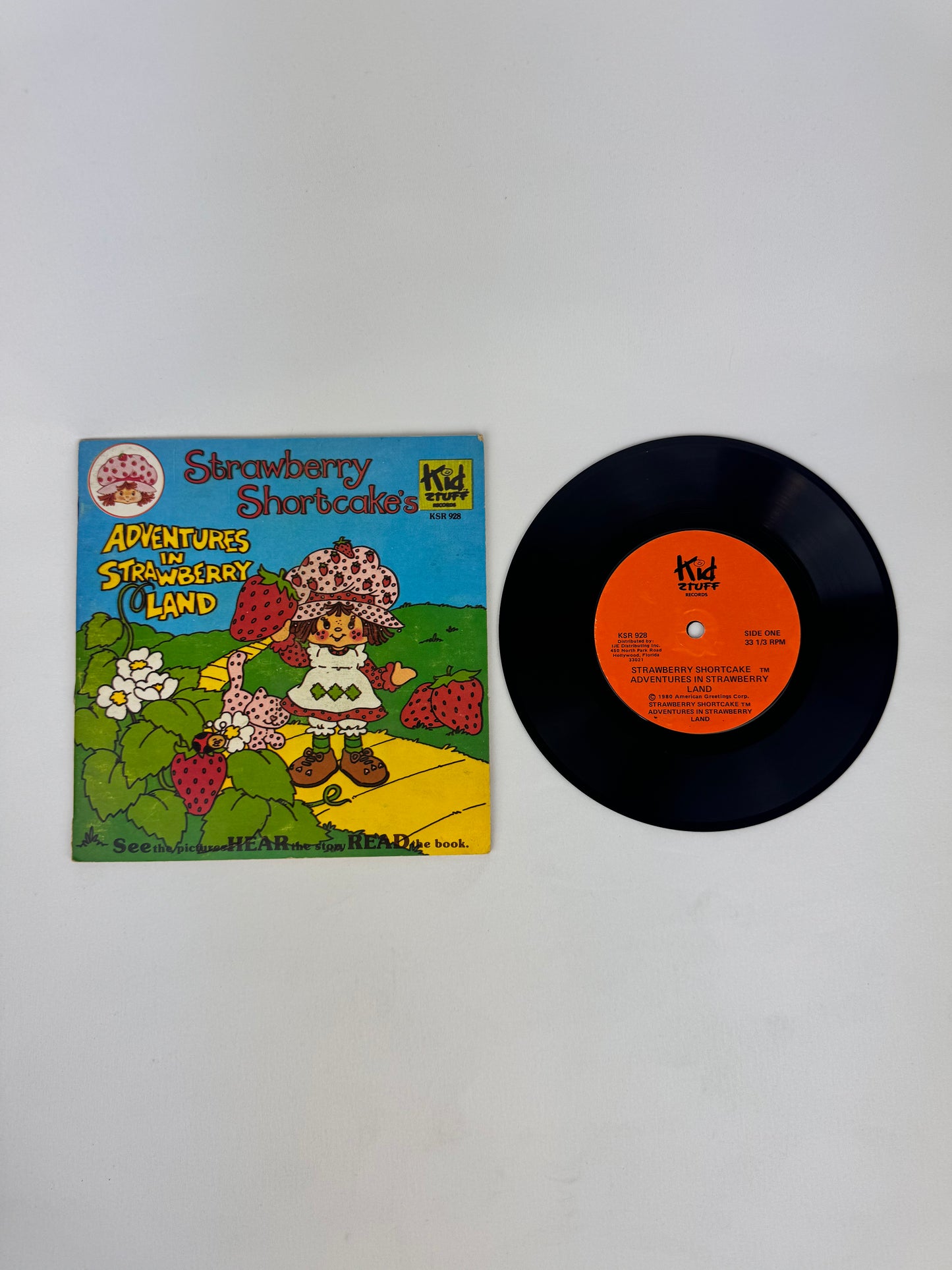 Vintage 7” Vinyl Book & Record - Strawberry Shortcake - "Adventures in Strawberry Land" - 1980