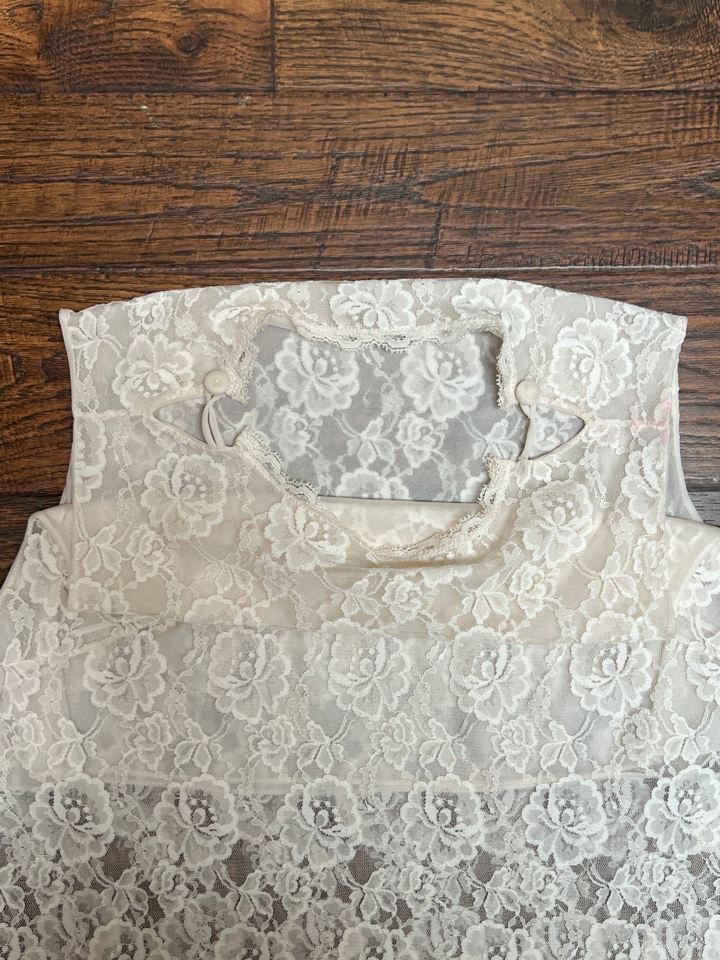 Vintage Clothing - Sheer Lace Tank Top - White English Roses - Medium