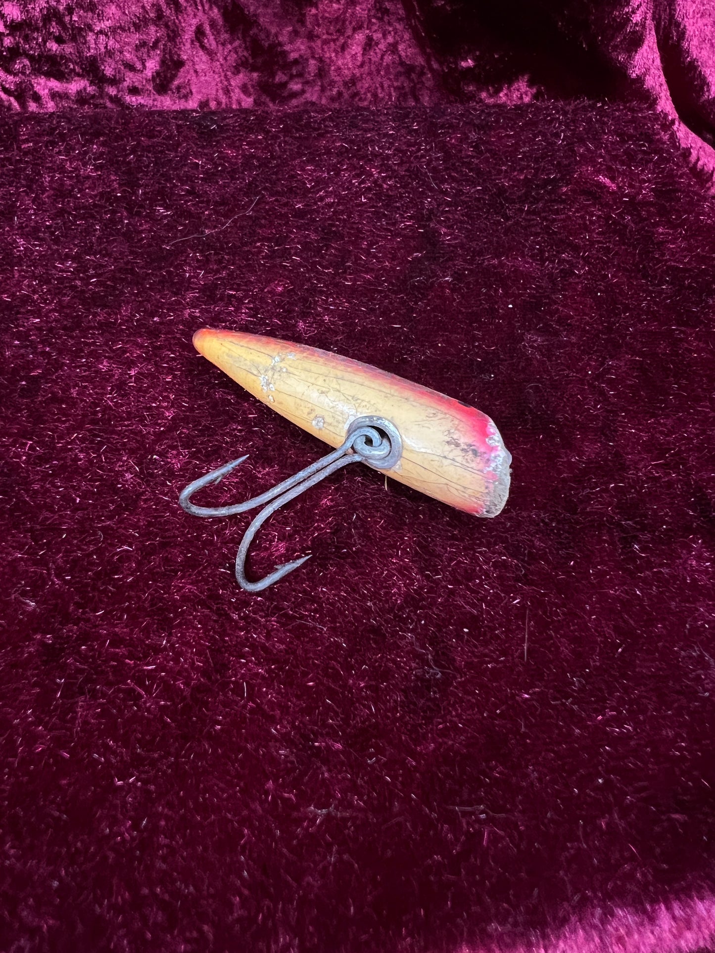 Vintage Fishing Lure Collection - Yellow Bass Popper, Heddon Black Fidgit, Miniature Marlin