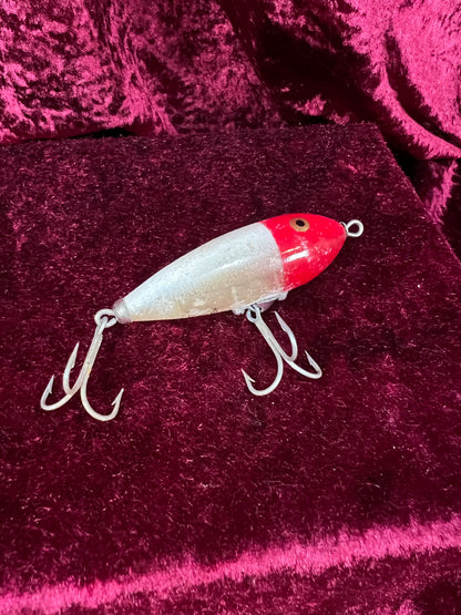 Vintage Heddon Plastic Fishing Lure - Baby Zara Red Head with Original Box