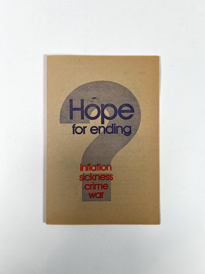 Vintage Ephemera - Religious Pamphlet - Hope For Ending Inflation, Sickness, Crime, and War?