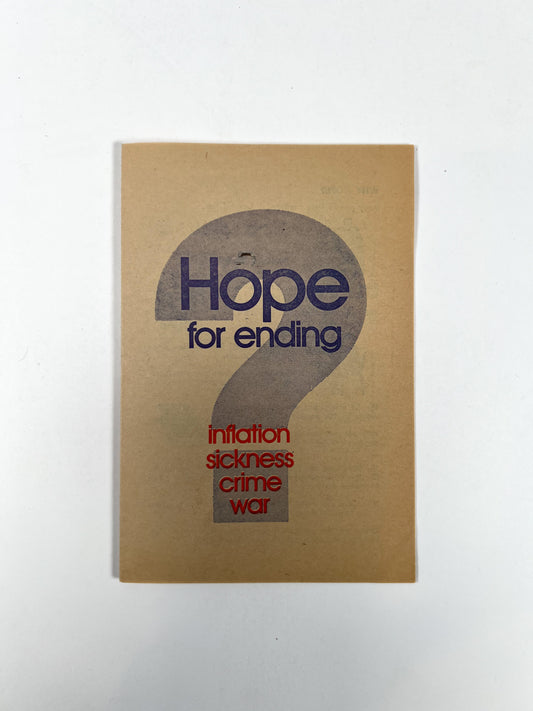 Vintage Ephemera - Religious Pamphlet - Hope For Ending Inflation, Sickness, Crime, and War?