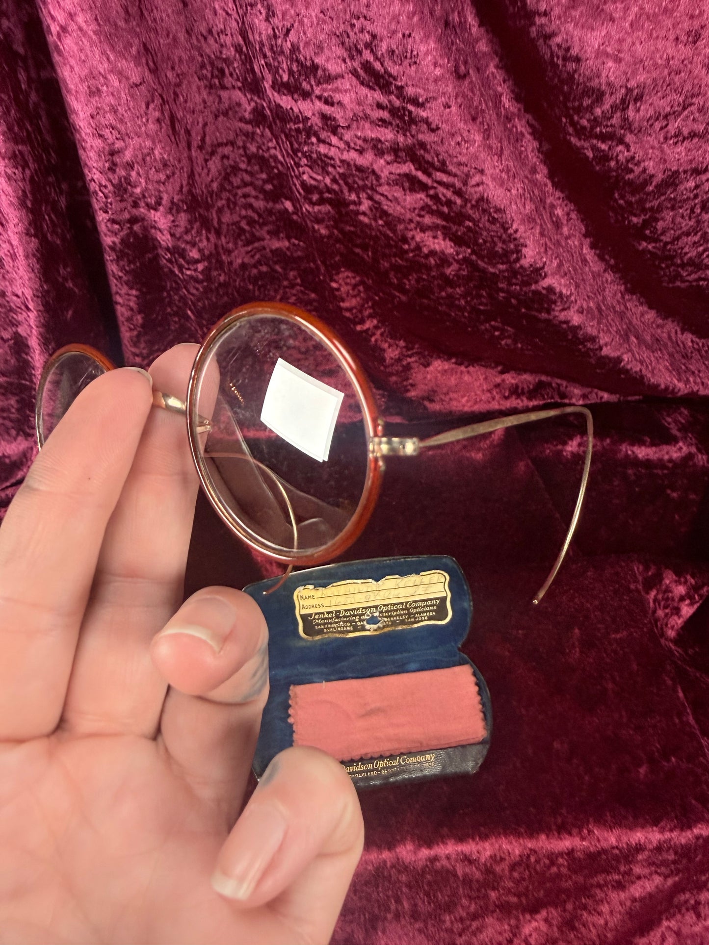 Antique Windsor Celluloid Pince-Nez Eyeglasses – Round Spectacles with Jenkel-Davidson Case