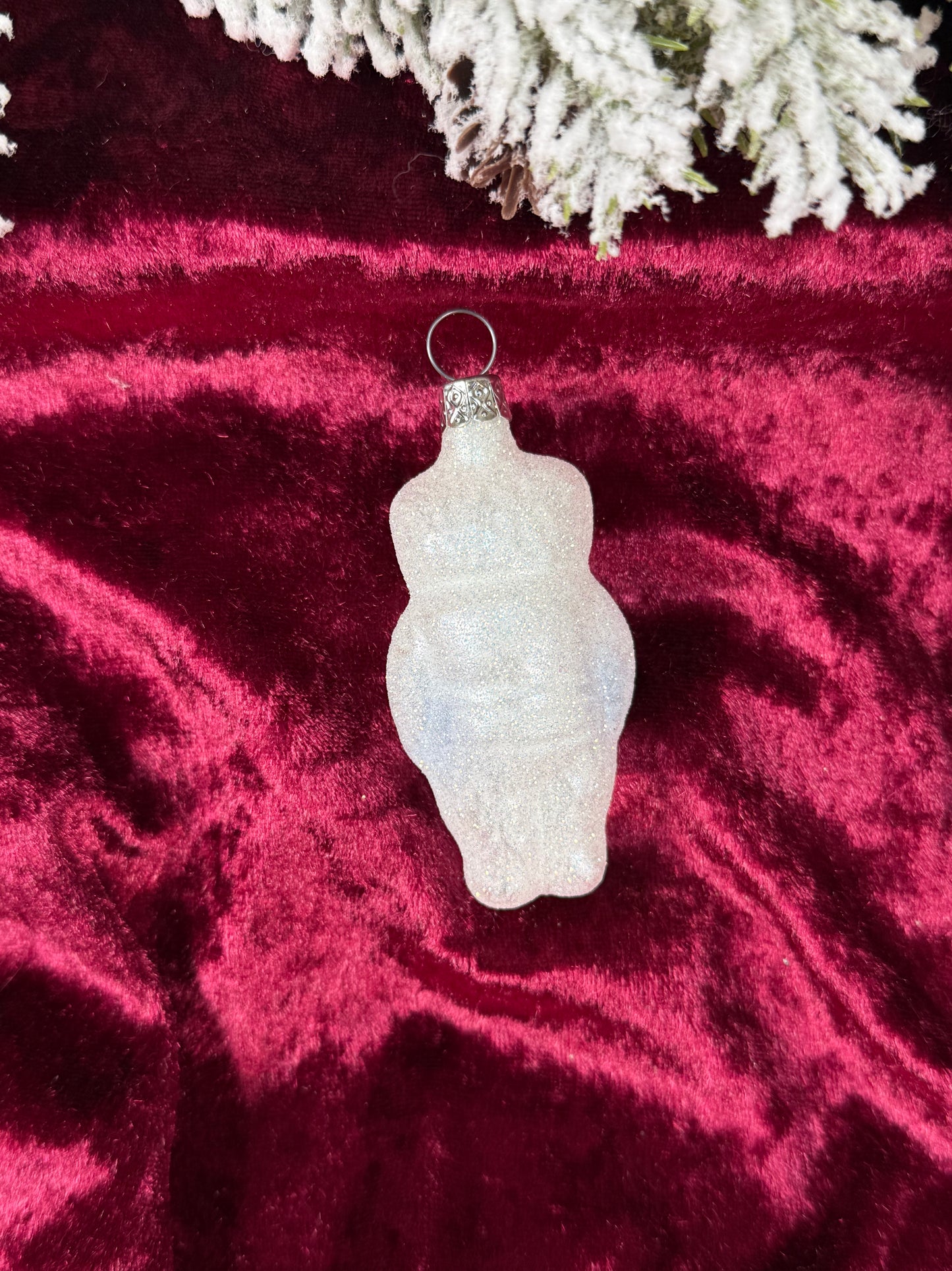 Vintage Christmas - Handblown Glass Ornament - Glitter Polar Bear