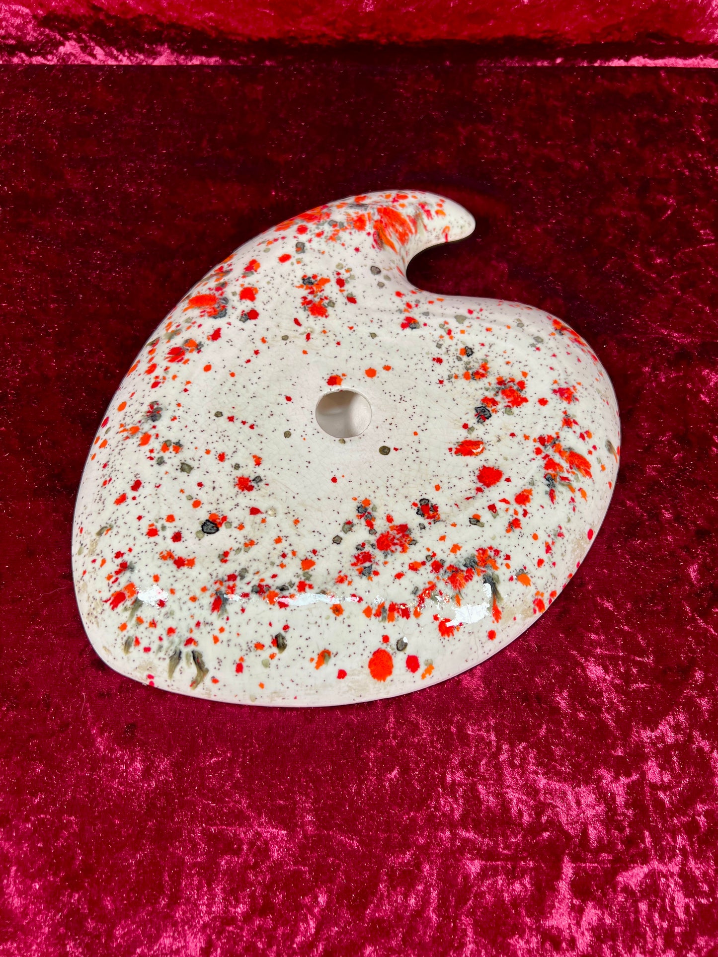 Vintage Ashtray - Sculptural Ceramic Drip Glaze - Mid Century Modern Orange - Large