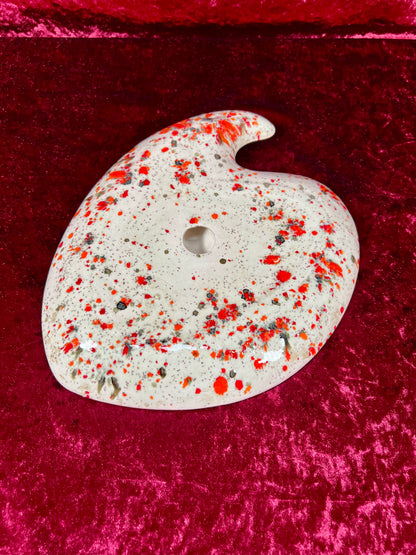 Vintage Ashtray - Sculptural Ceramic Drip Glaze - Mid Century Modern Orange - Large